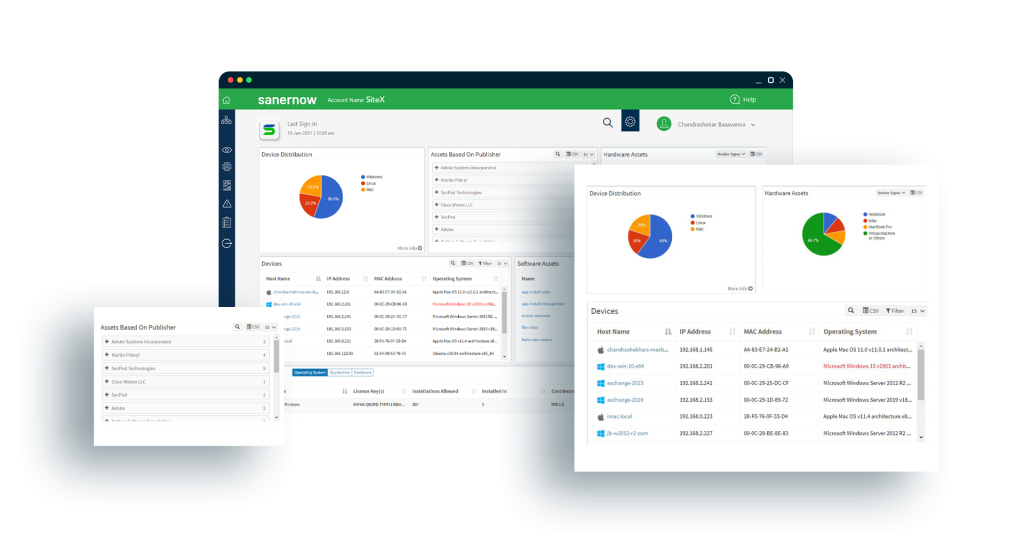 SanerNow IT Asset Management Dashboard