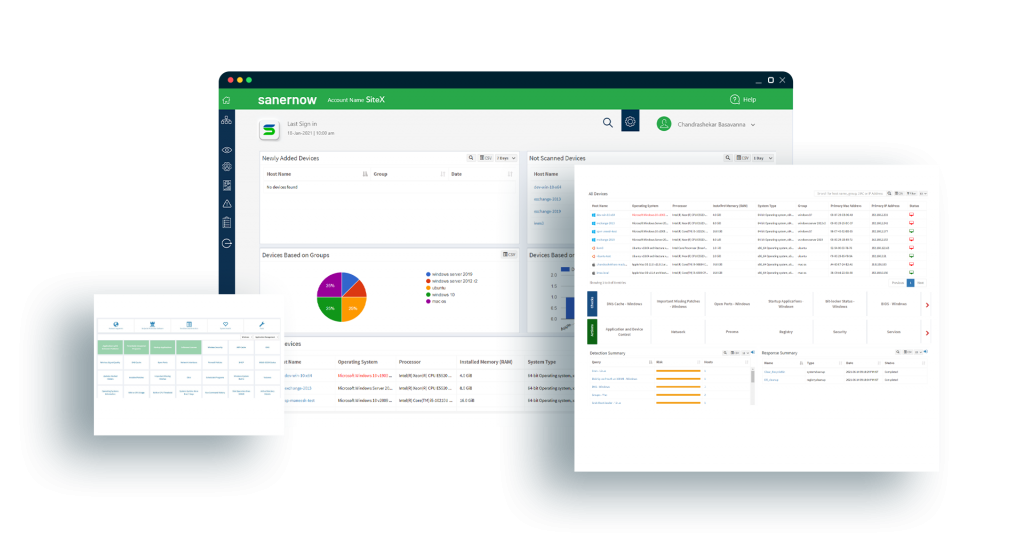 SanerNow endpoint Management Dashboard