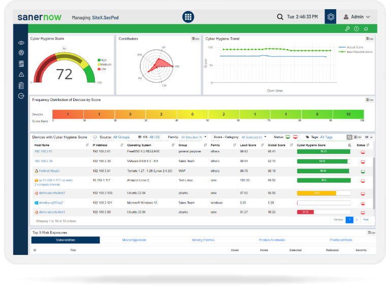 SanerNow cyber hygiene score solution